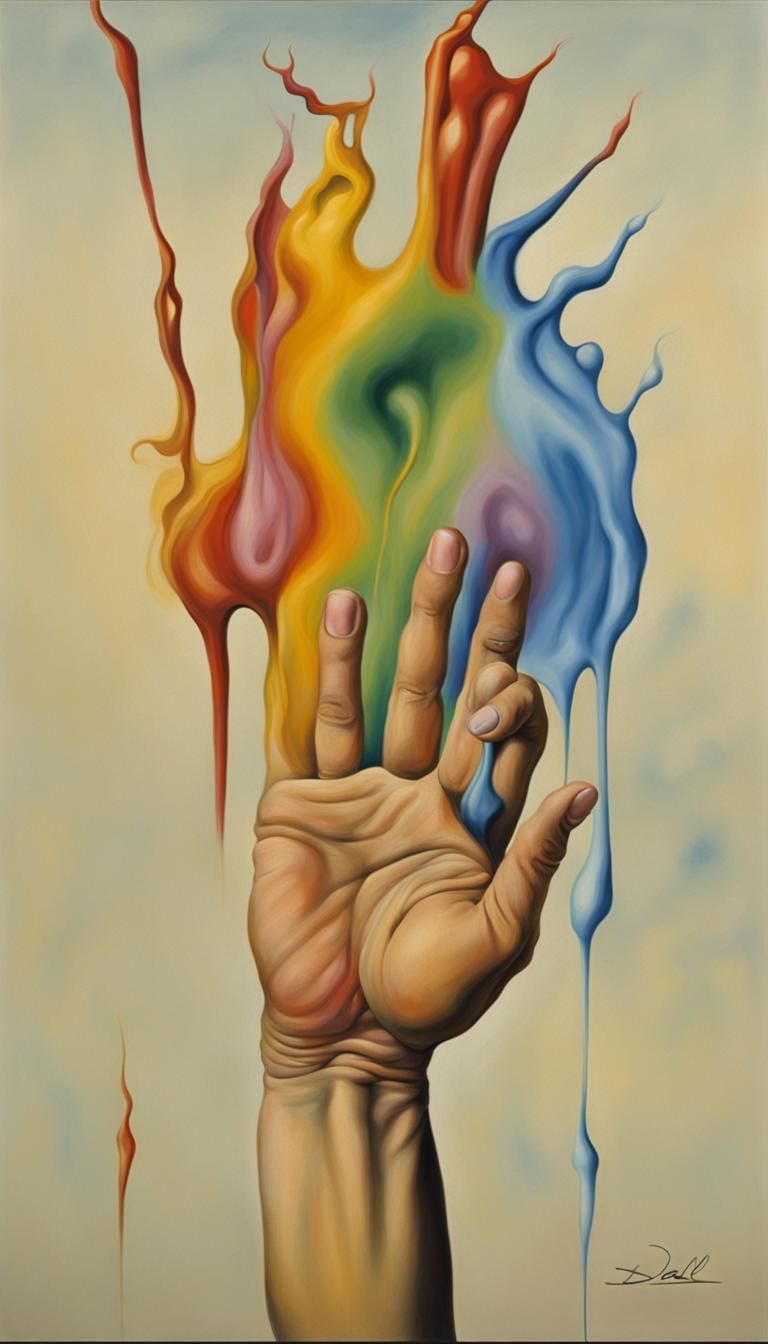 Surreal Pencil in Artist's Hand, Salvador Dali Style