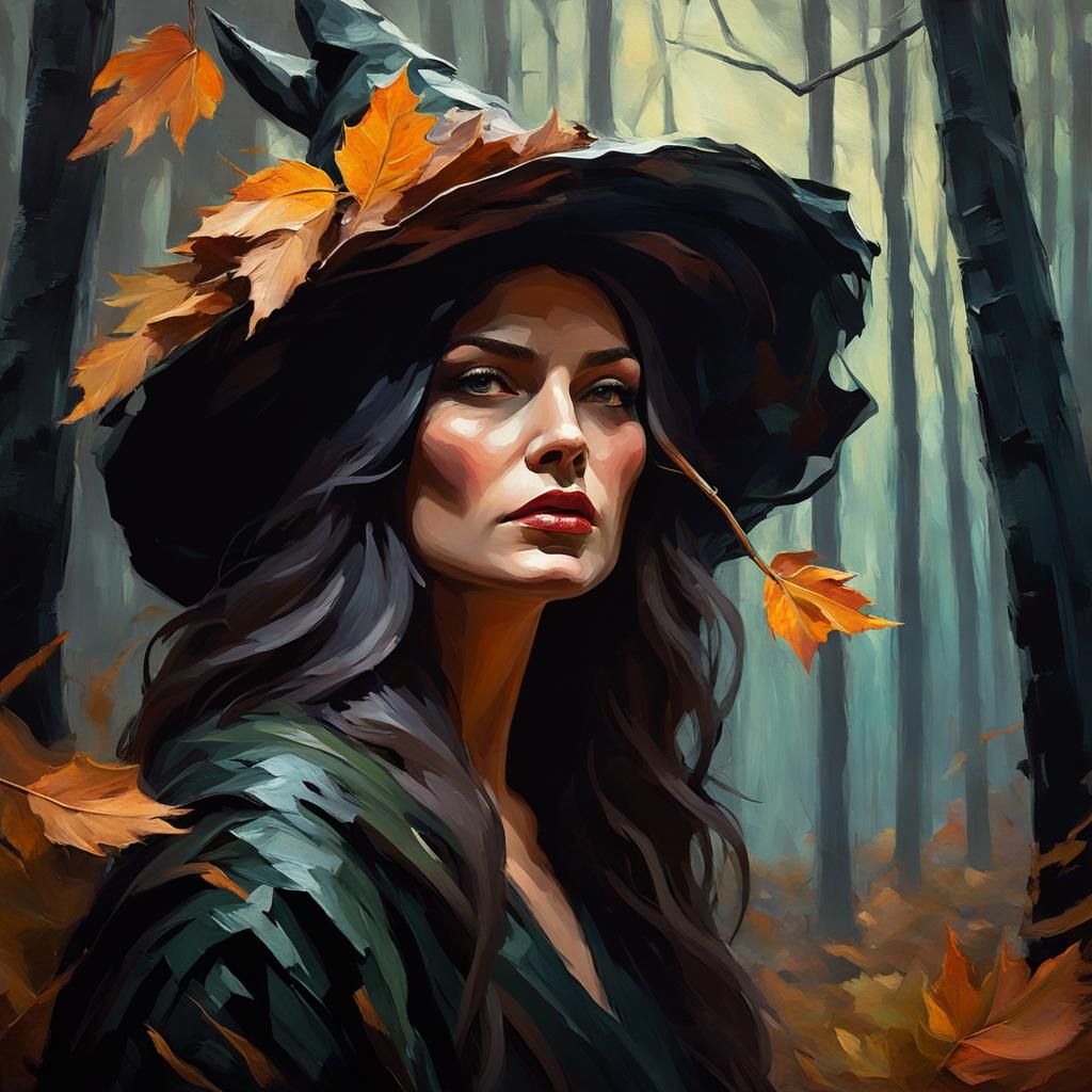 Forest Witch Preparing for a Powerful Wind