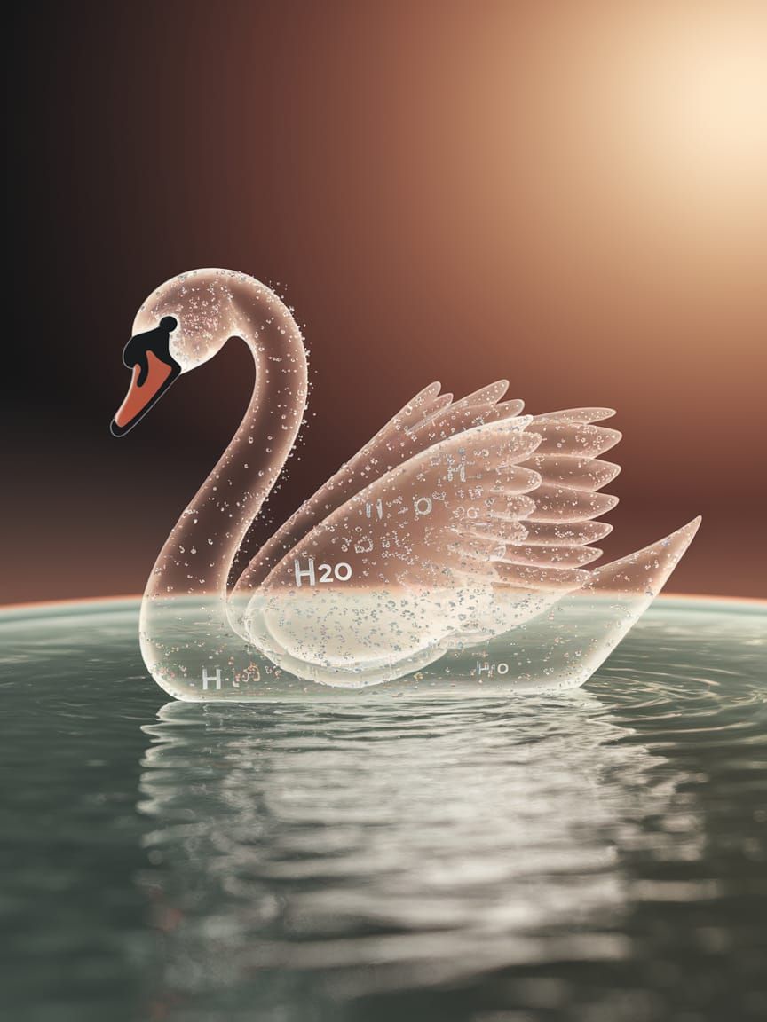 Surrealistic Water Swan Emerge from Glowing Pool in Digital ...
