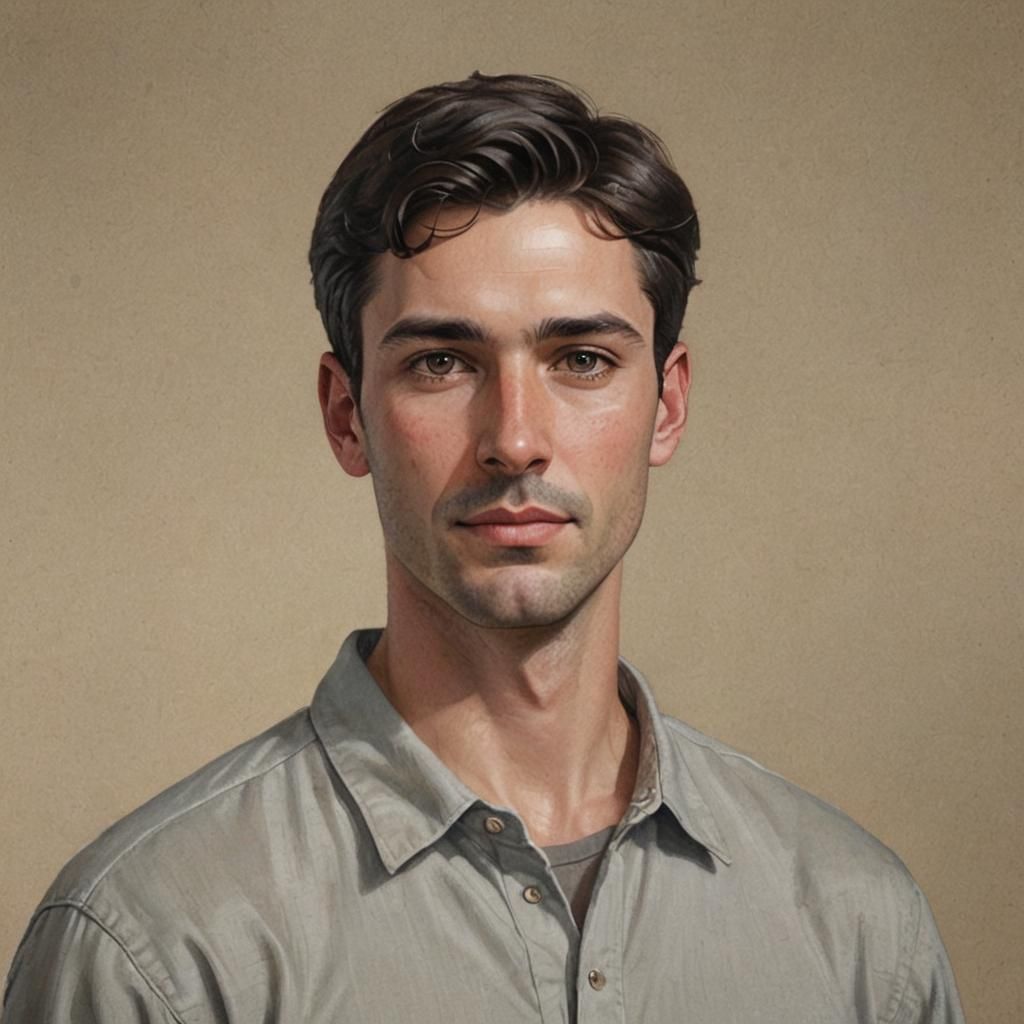 Realistic Portrait of a Man with Dark Hair