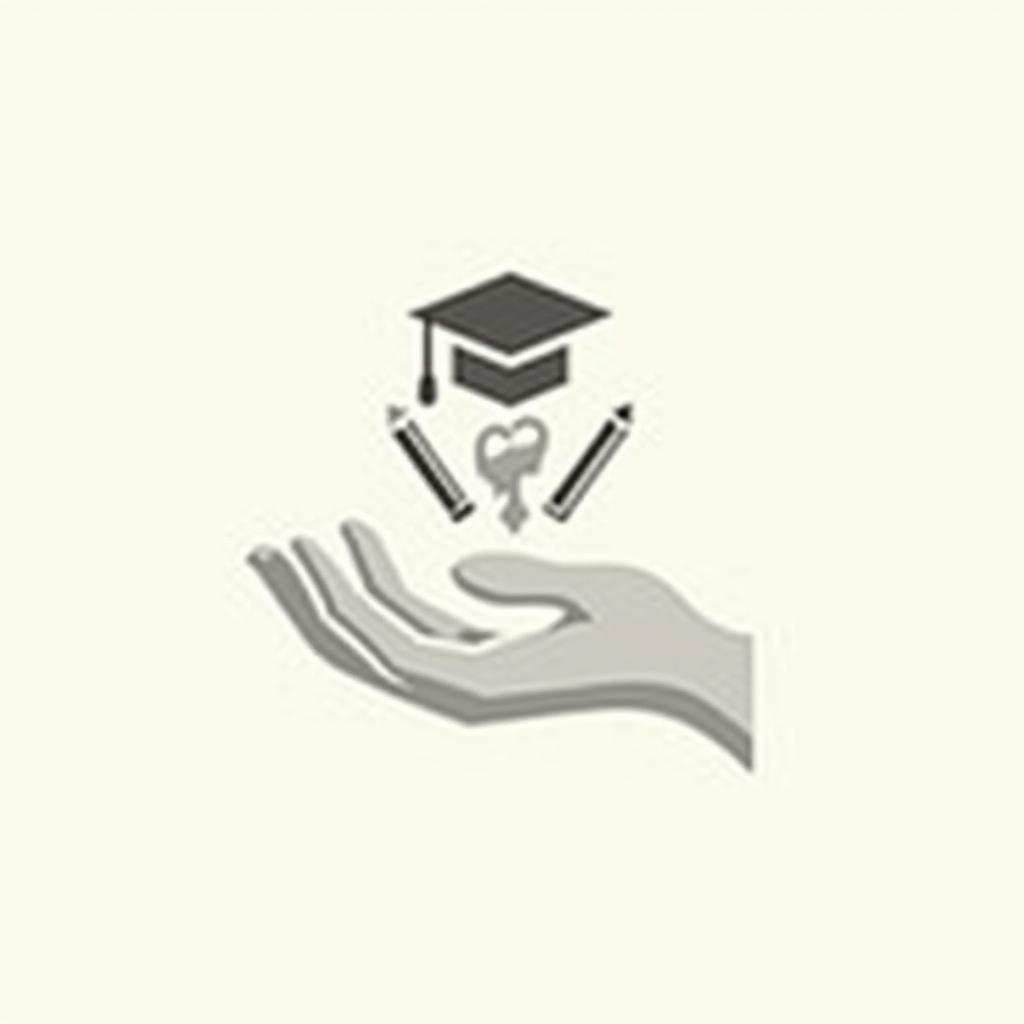 Minimalist Line Art: Giving Hand with University Crest