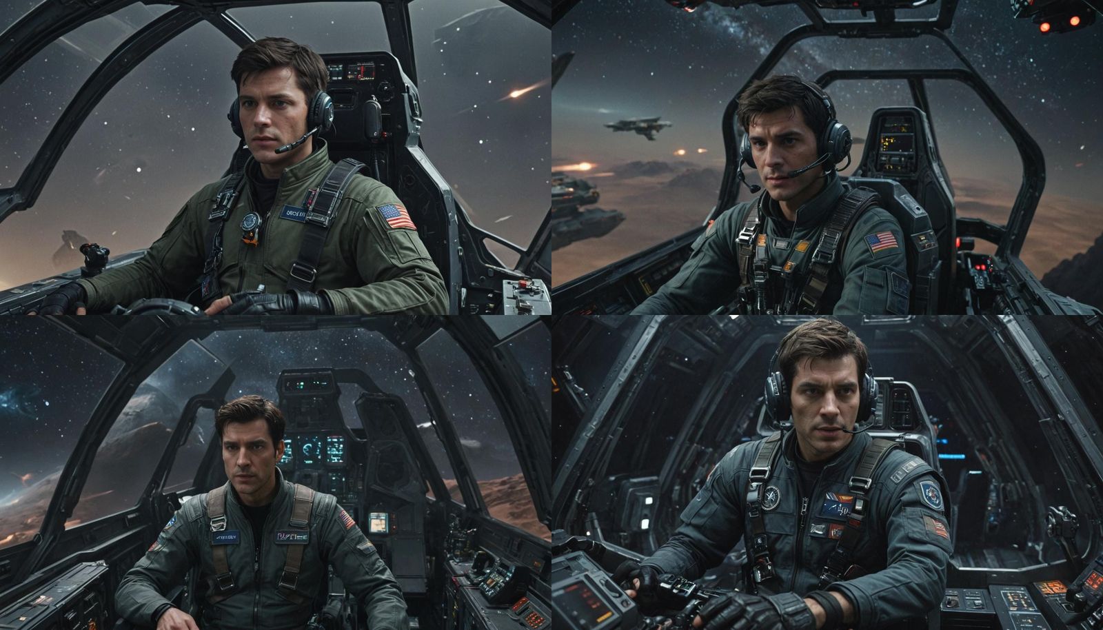 Sci-Fi Spaceship Cockpit with Pilot and Alien