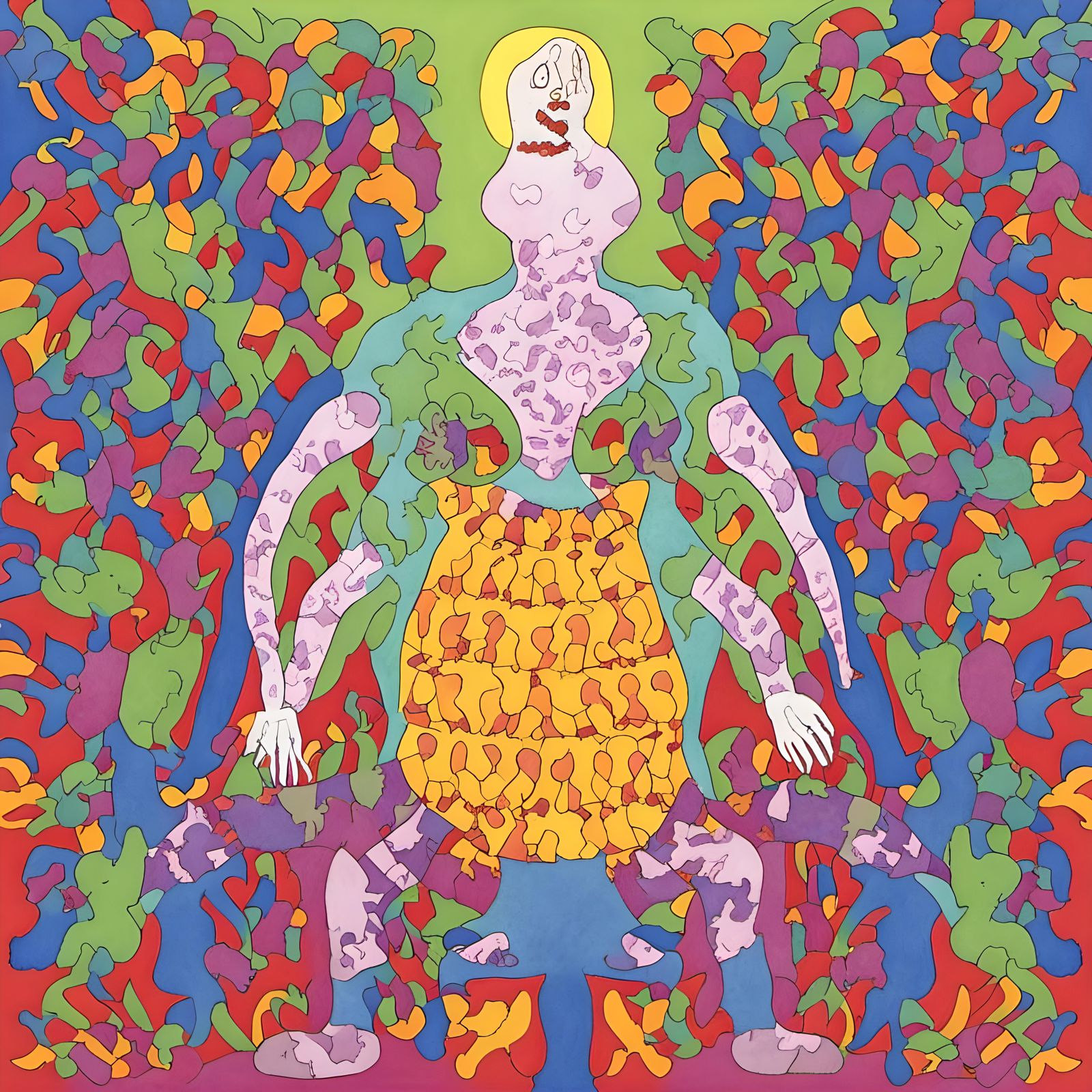 Abstract Portrait in Chicago Imagists Style