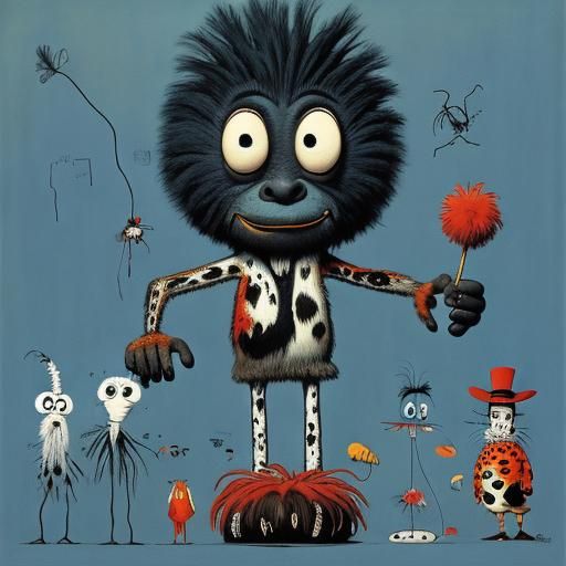 Bigfoot in Basquiat, Dali, and Miro Style