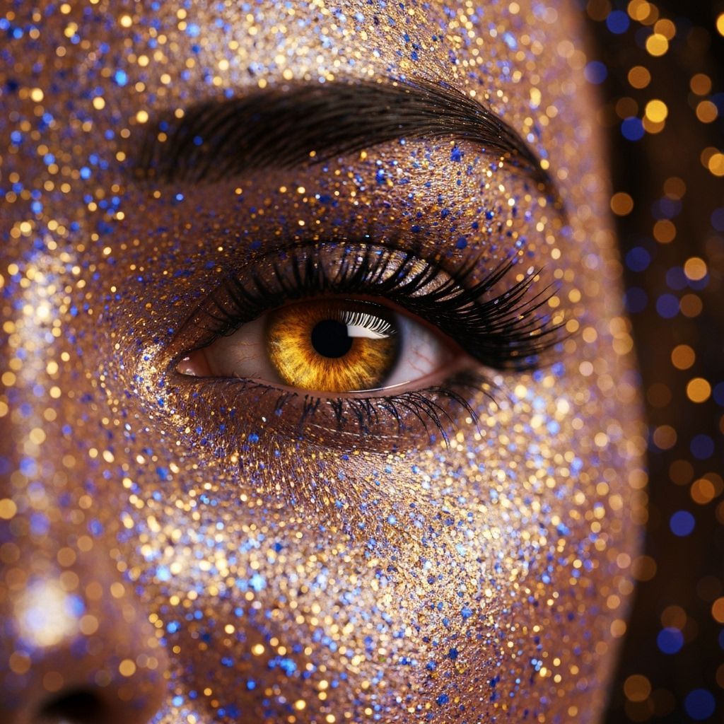 Golden Starry Night Sky Face Portrait