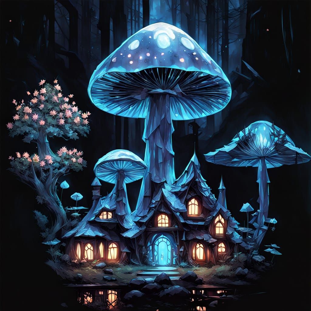 Whimsical Mushroom Abode in Enchanted Forest