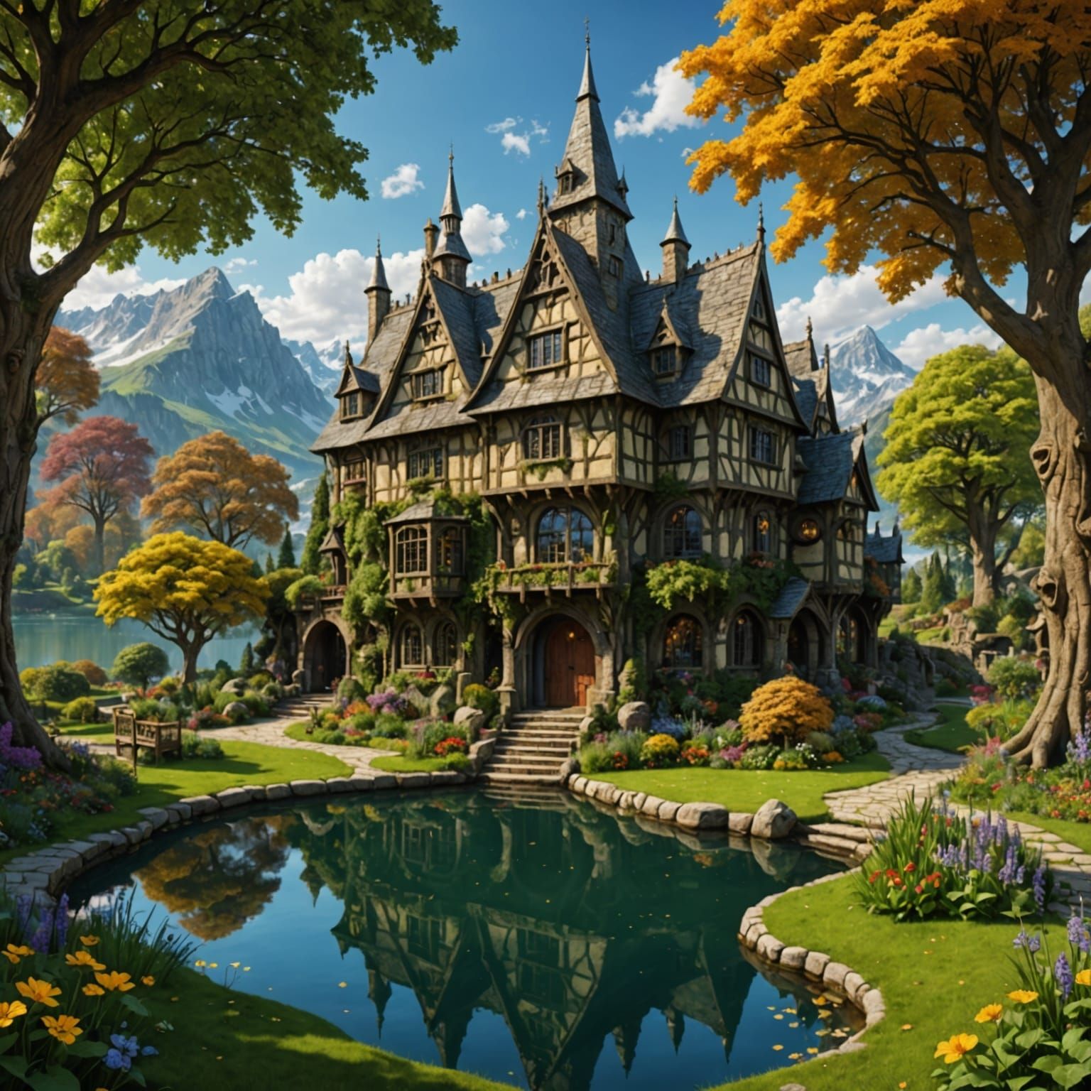 Elvish House in Ecotopian World: Photorealistic Render