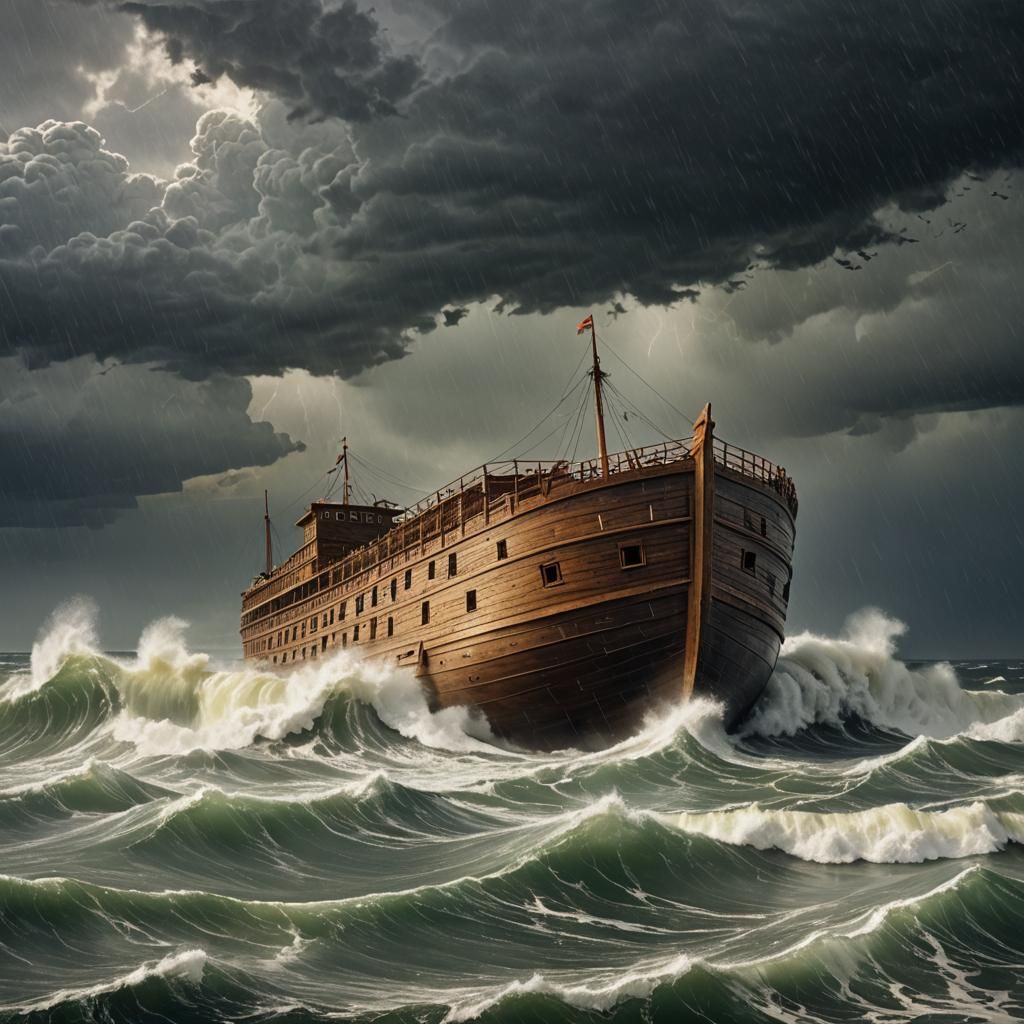 Noah's Ark Adrift in a Stormy Sea