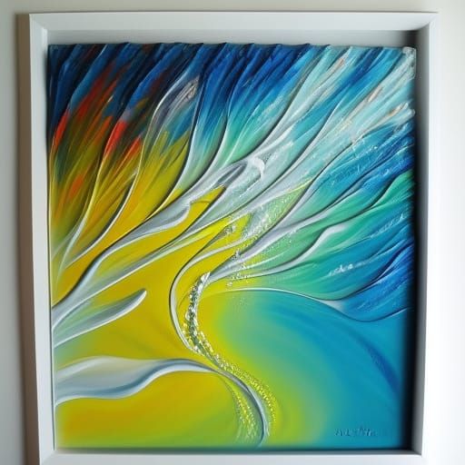 Abstract 3D Acrylic Pouring with Frozen Liquid Effect