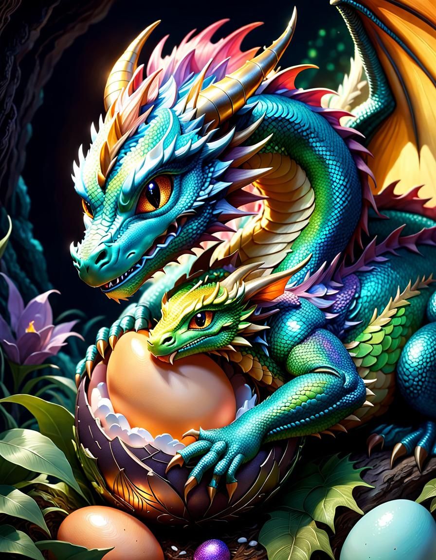 Mother Dragon Protecting her Egg