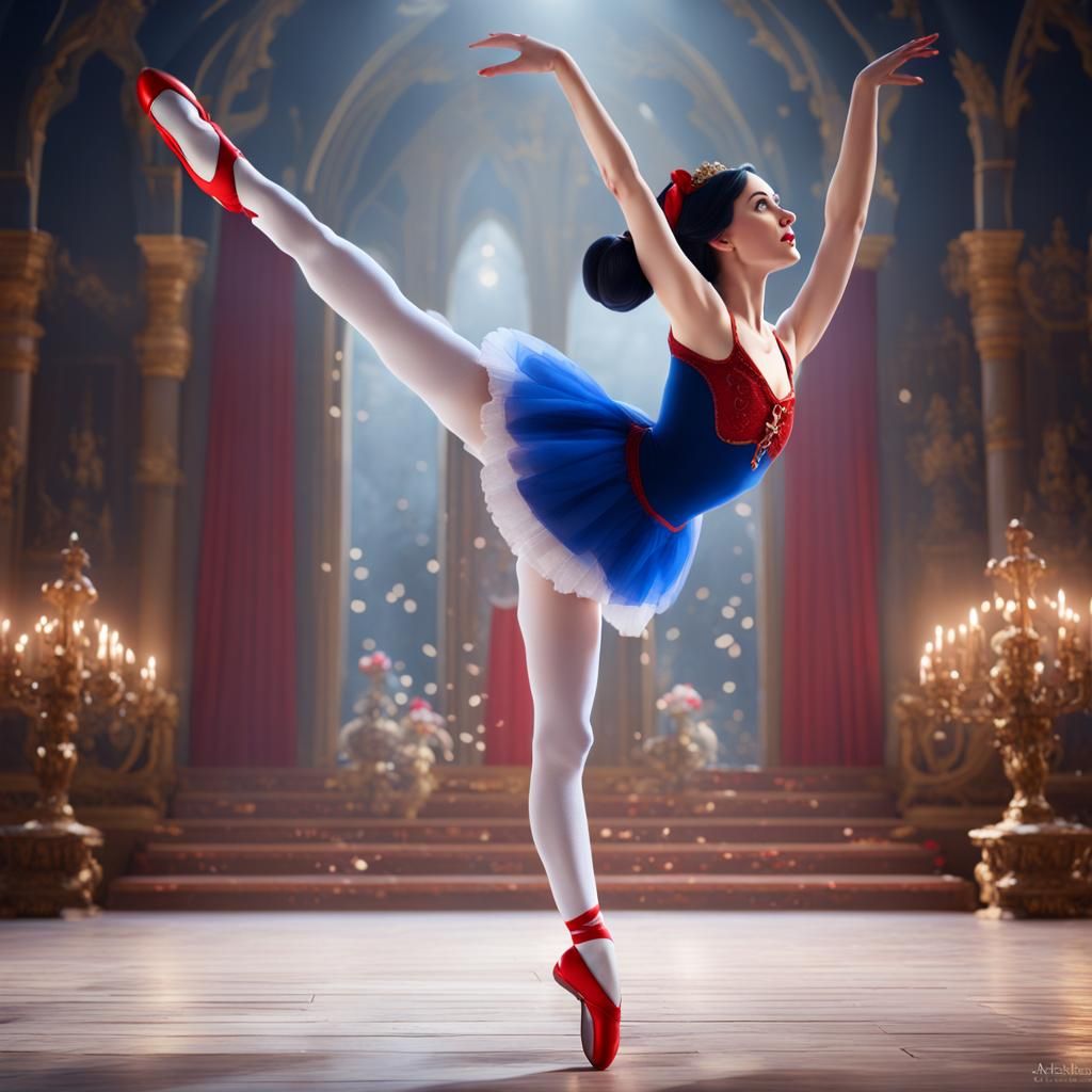 Snow White Ballerina in Detailed Fantasy Art