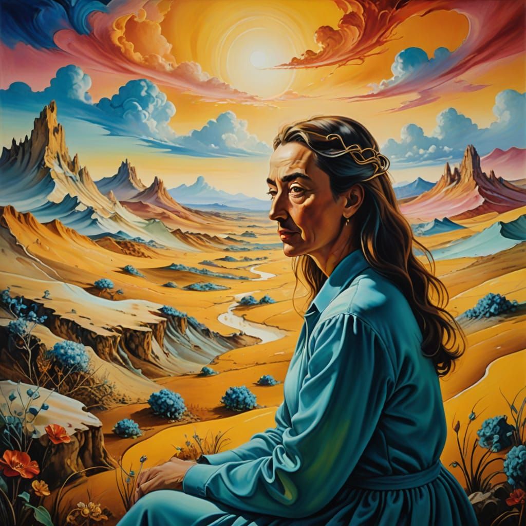 Surreal Woman Portrait in a Dreamlike Landscape