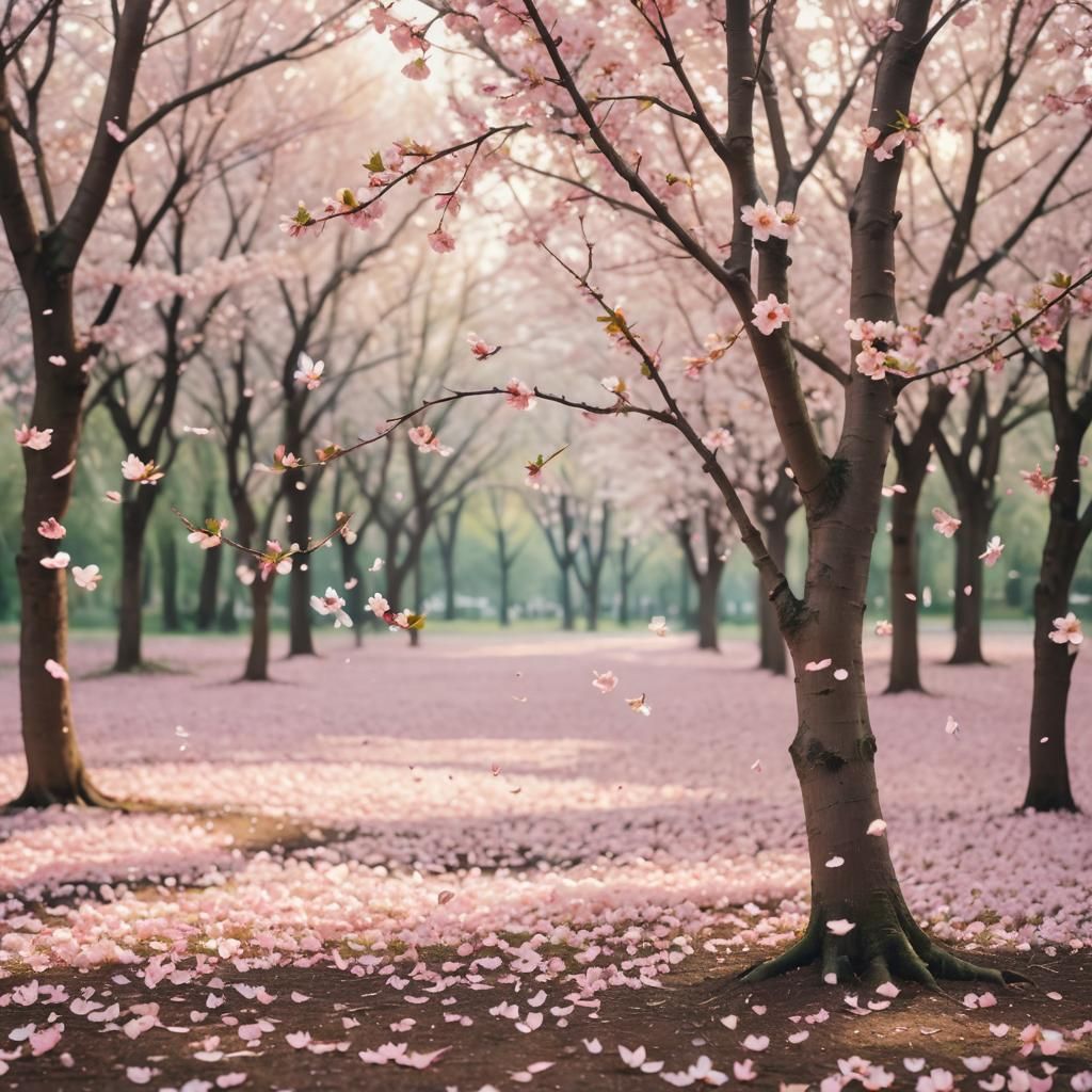 Serene Cherry Blossoms in Watercolor Style