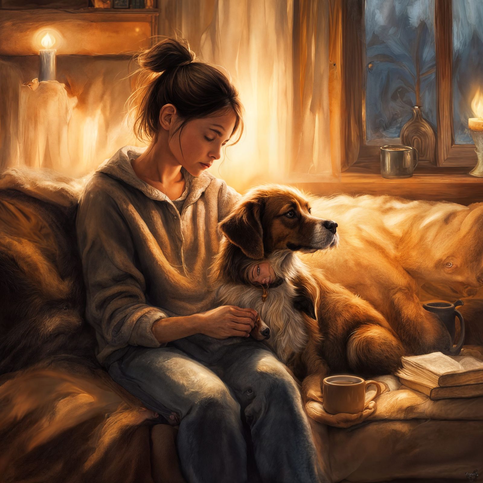 Cozy Family Moment in Warm Living Room