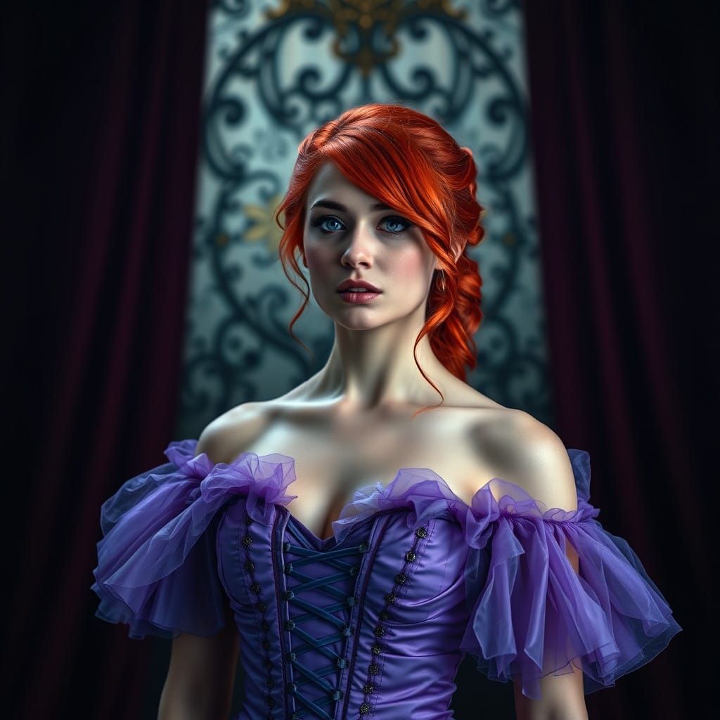 Girl in a Vibrant Purple Corset Dress
