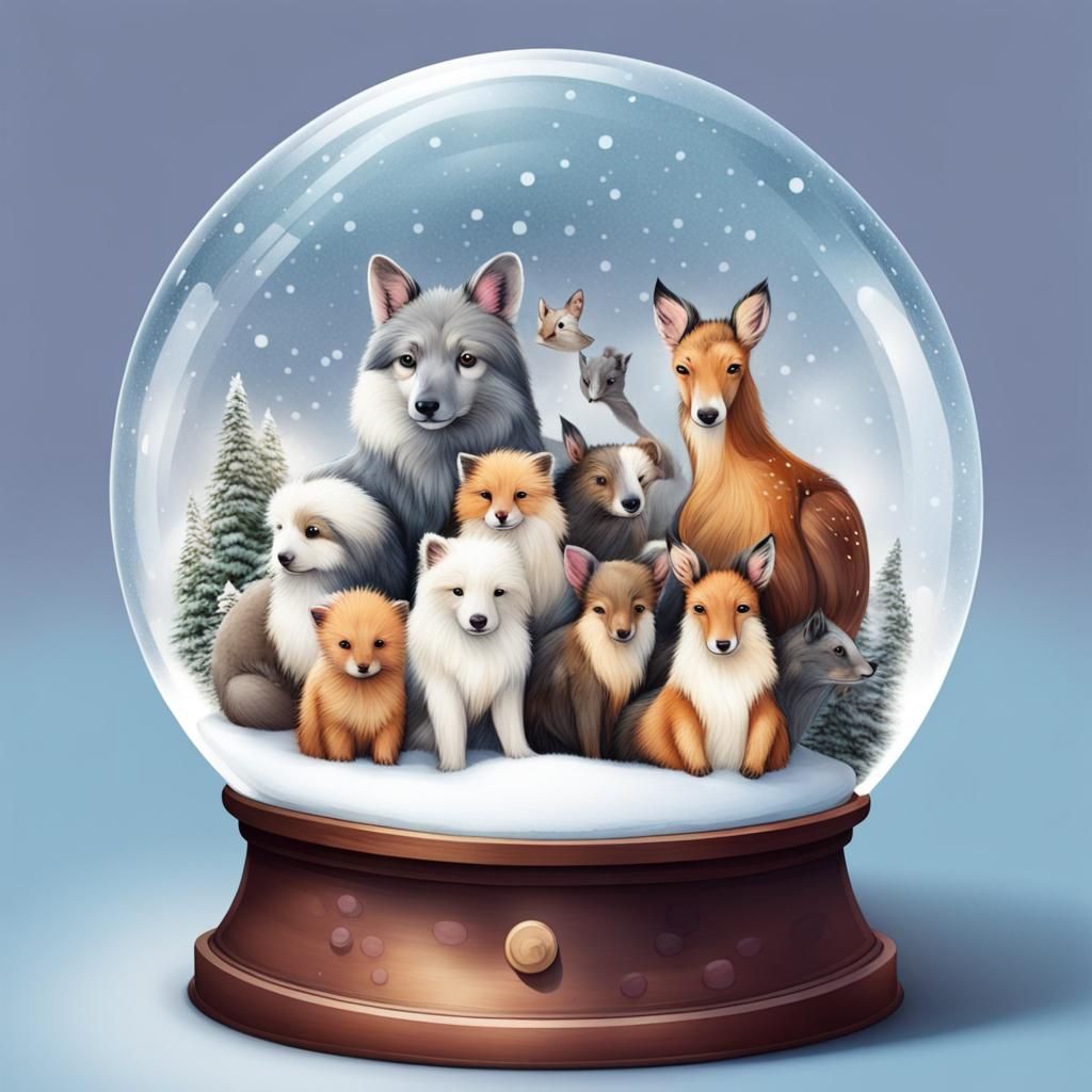 Charming Snow Globe Full of Cute Animals