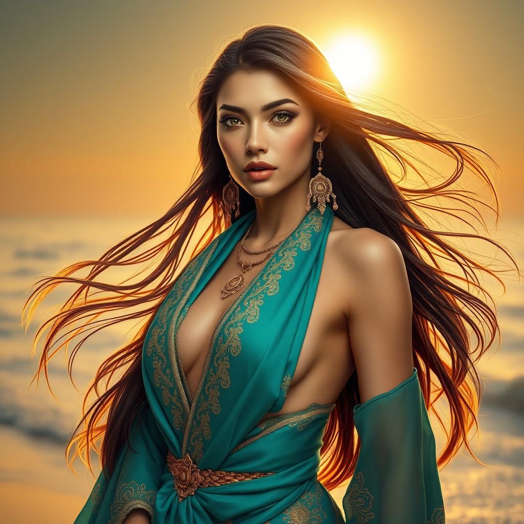 Ocean Goddess Portrait in Digital Art Style