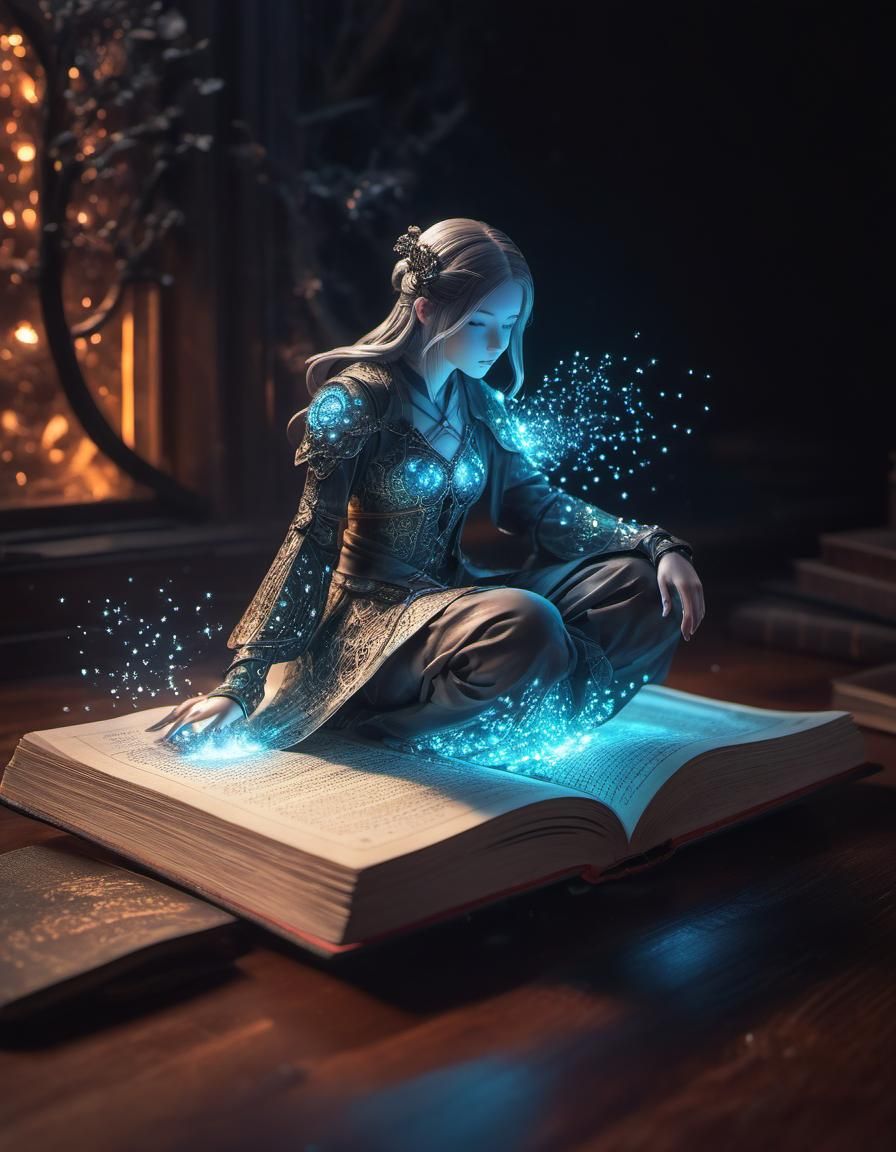 Fantasy Girl Casting Magic, Yoshitaka Amano Style