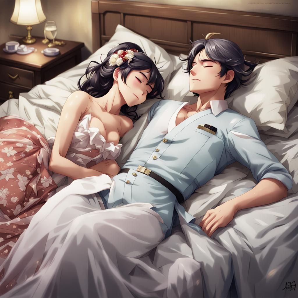 Exhausted Couple Sleeping After New Year Party