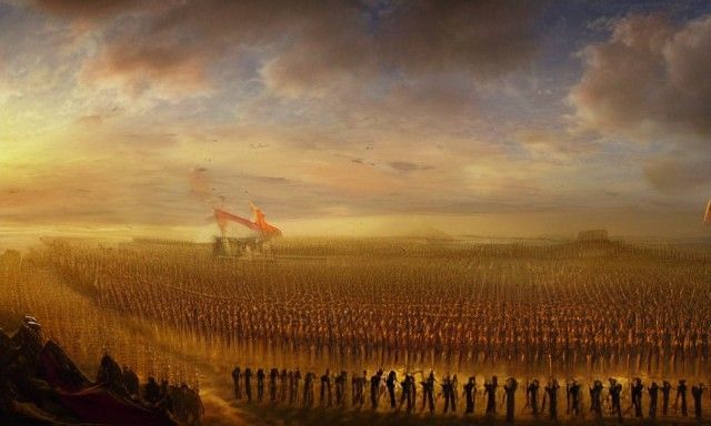 Fantasy Military Parade at Sunset, High Detail