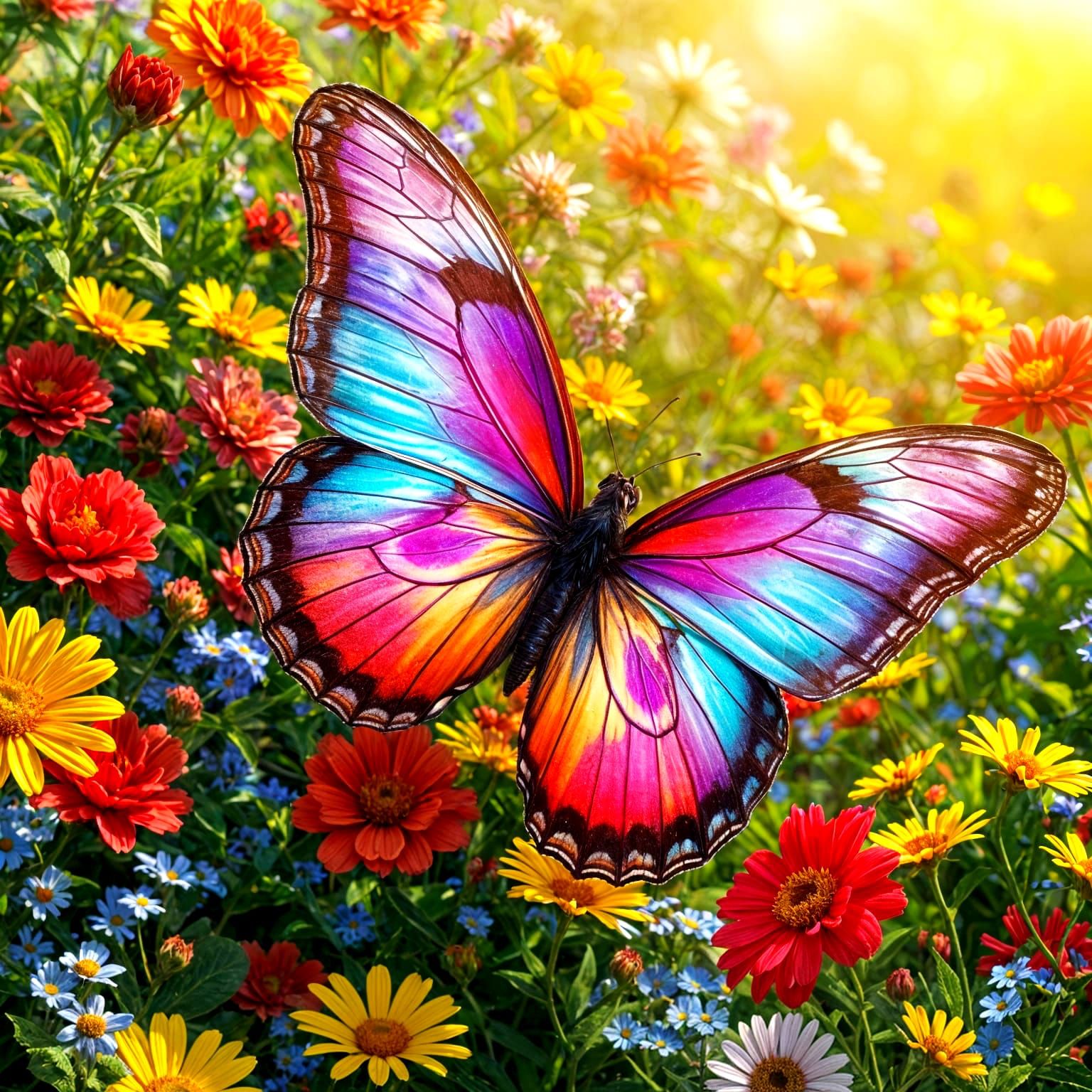 Vibrant Butterfly in a Sunny Garden