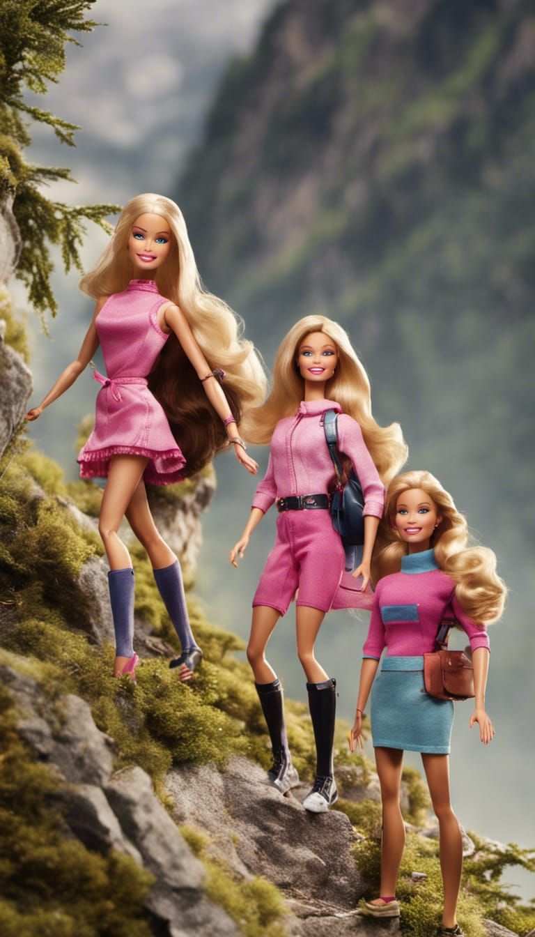 Barbie Leads Friends on Mountain Hike