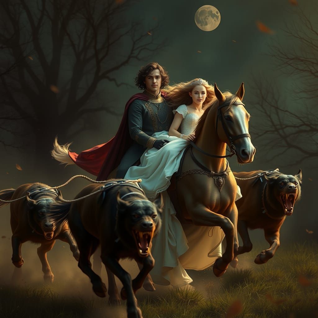Hell Hounds Chase Prince and Princess at Midnight