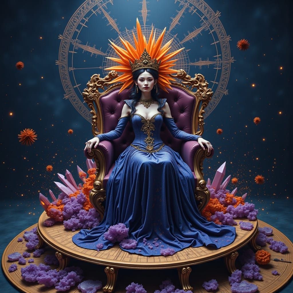 Clockwork Queen on Gear Throne in Abandoned Observatory