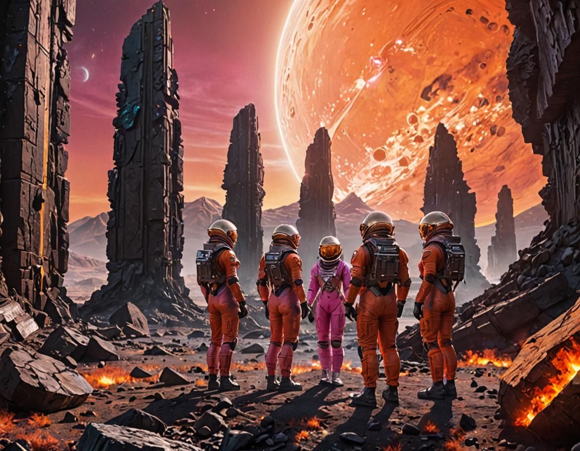 Astronauts Discover Alien Ruins in Sci-Fi Digital Art