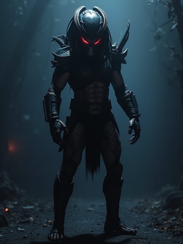 Cyberpunk Predator in Dark, Moody Atmosphere