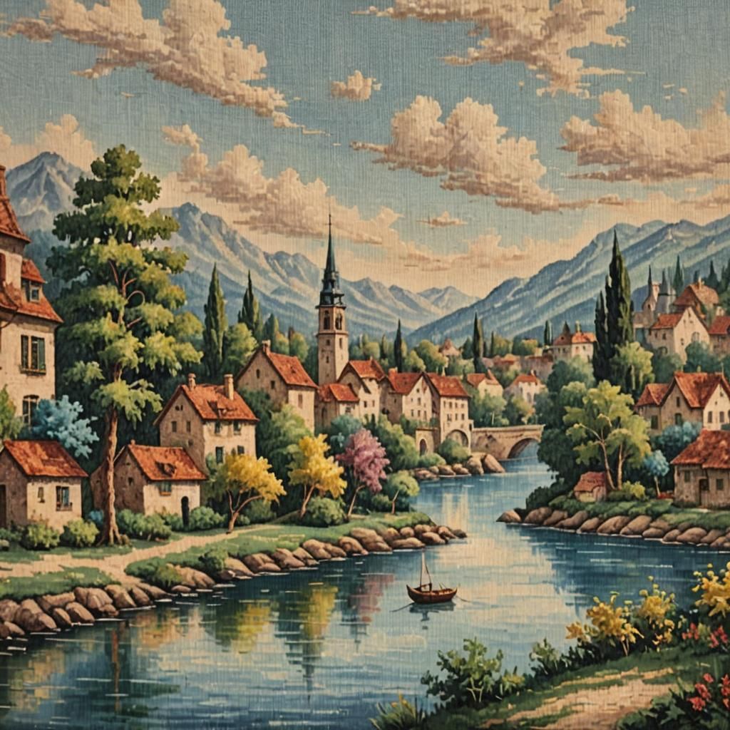 Impressionistic Needlepoint Faience Matte Painting