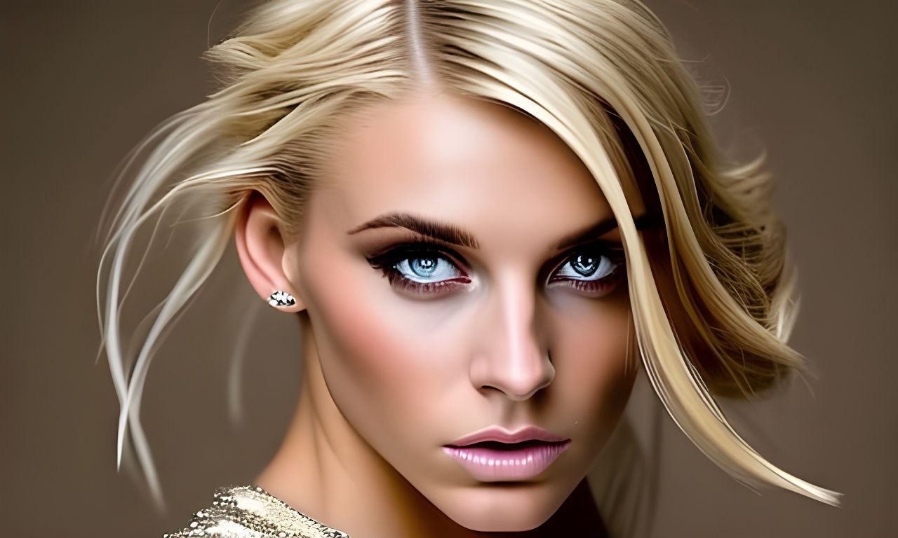 Smoldering Beauty with Angular Face, Photorealistic Portrait