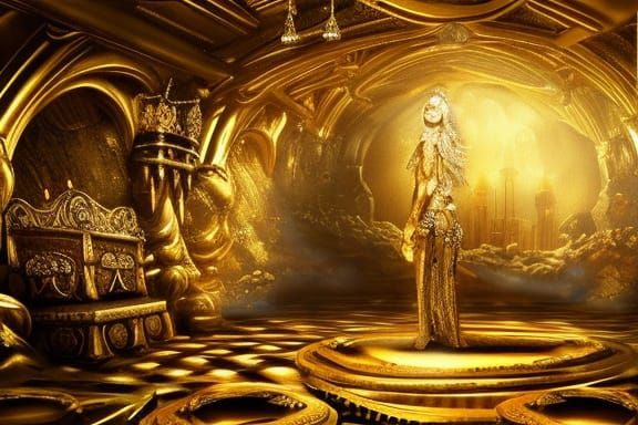 Treasure Cave with Gold Coins and Jewels