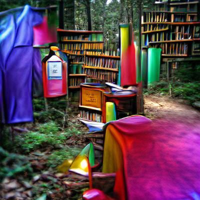 Rainbow Colored Library Interior