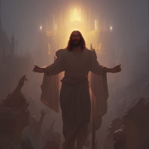 Hyperdetailed Jesus Portrait in Dark Fantasy Style