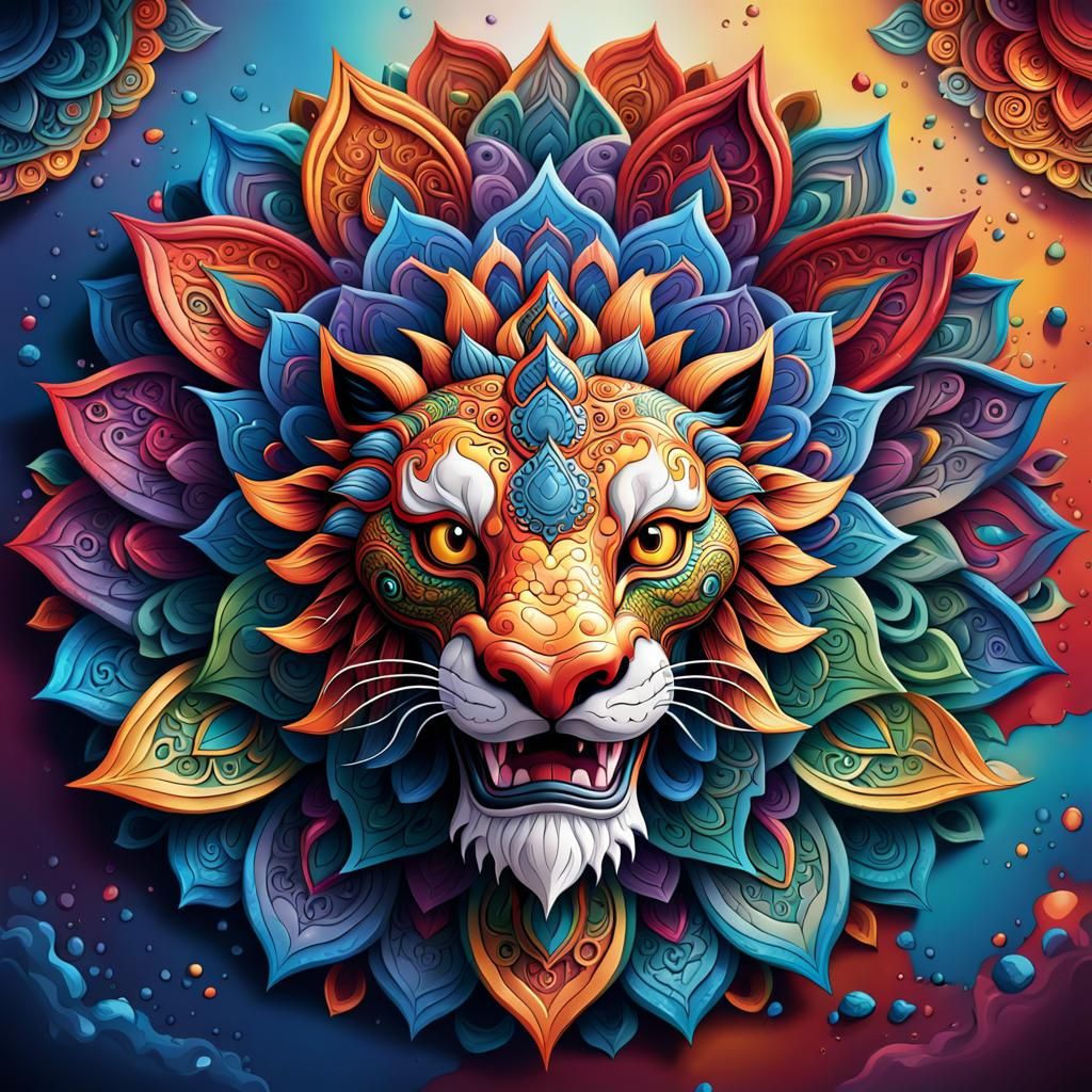 Detailed Dragon Mandala Vector Image for Coloring