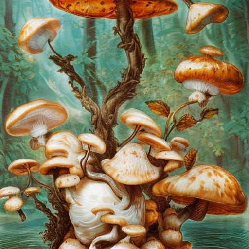 Rococo Mushrooms in Fantasy Illustration Style