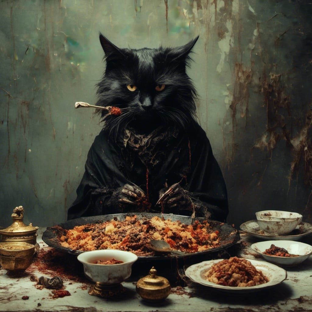 Macabre Cat Grim Reaper's Hong Kong Dinner