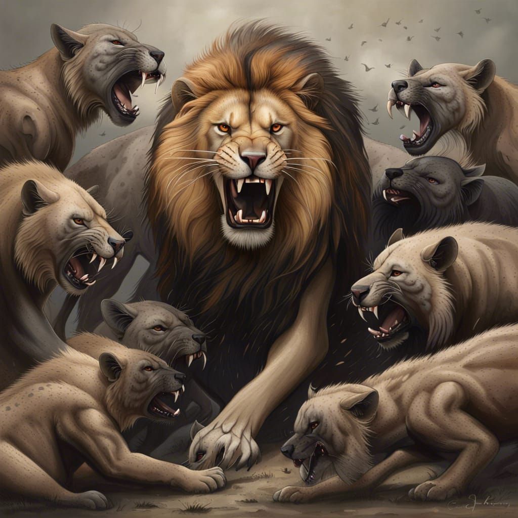 One brave warrior surrounded by many enemies