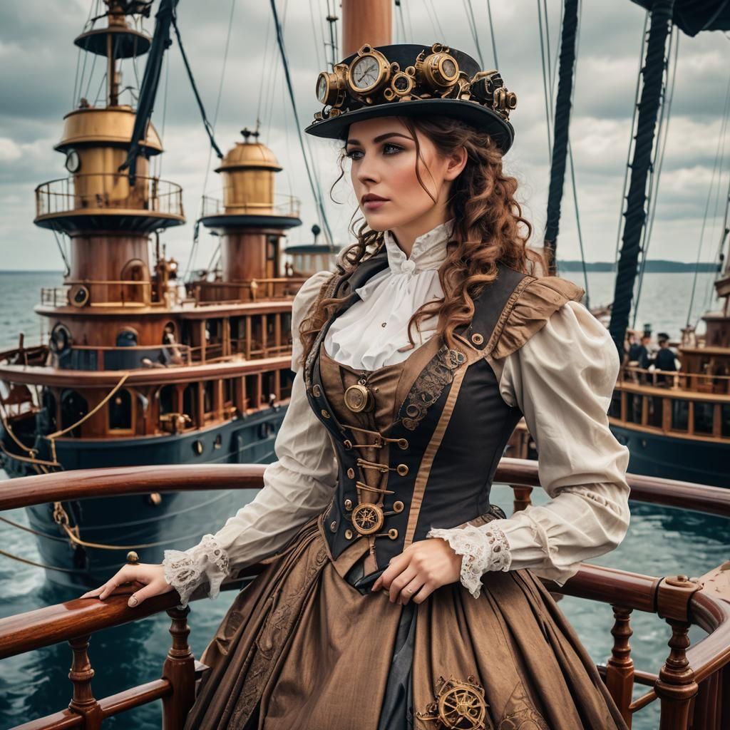 Victorian Steampunk Sailorgirl on Passenger Ship