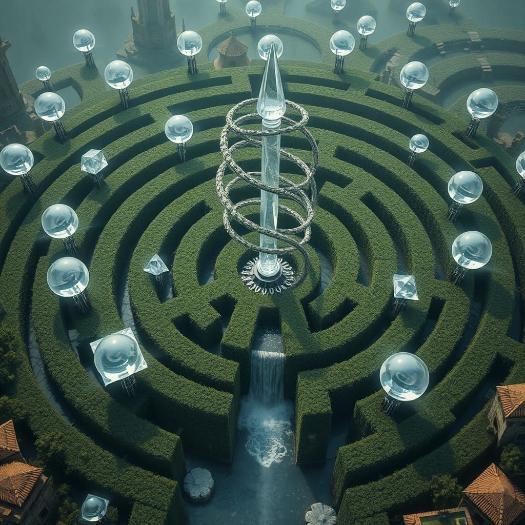 Surreal Atlantean City with Crystal Maze