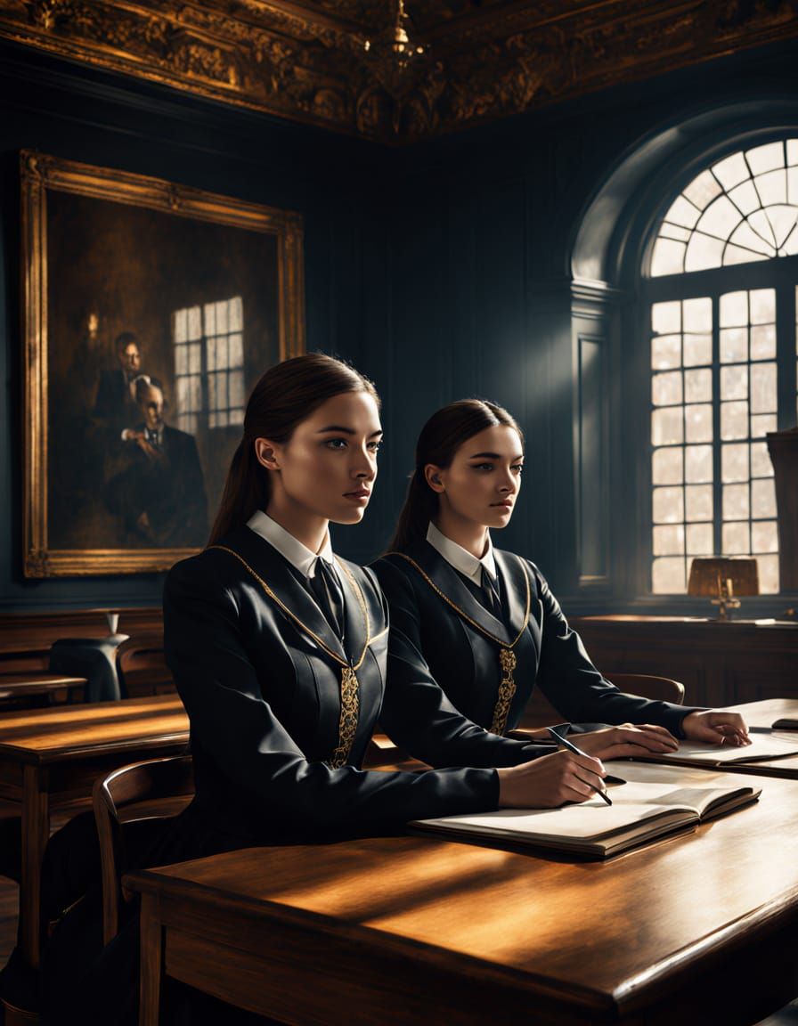 Hyper-Realistic Digital Painting of Catholic Schoolgirls in ...