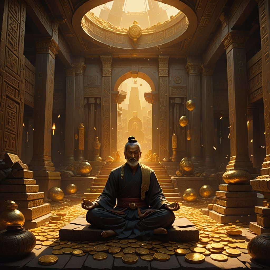 Siddha Meditating in a Hidden Chamber of Gold