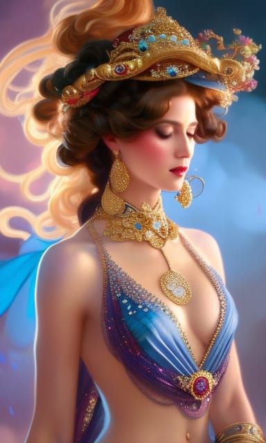 Rococo Lady in Jewels: Hyperdetailed Concept Art