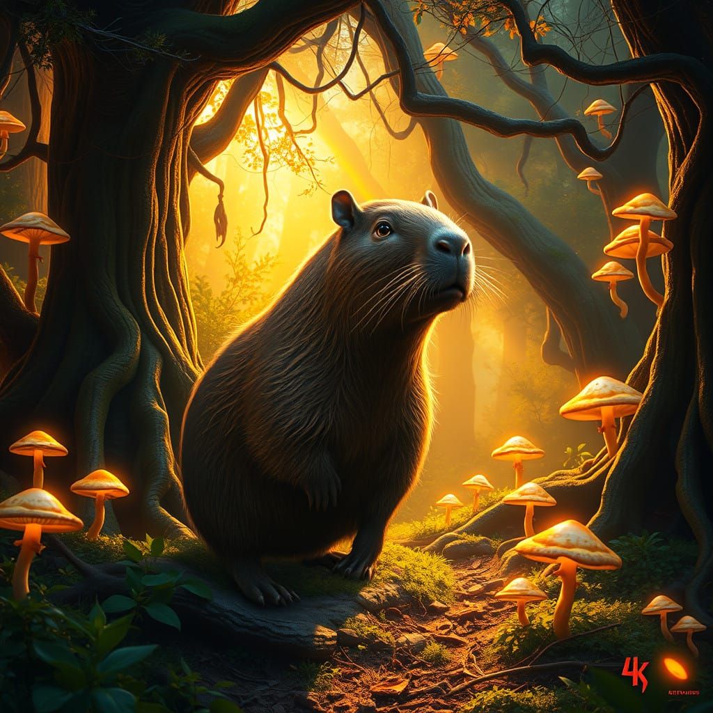 Majestic Capybara in Lush Forest Wonderland