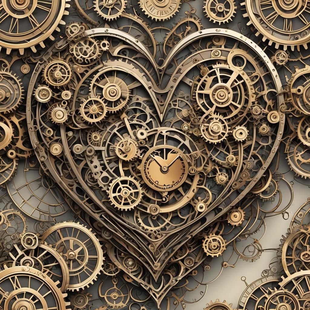 Steampunk Heart with Gears in Fractal Design