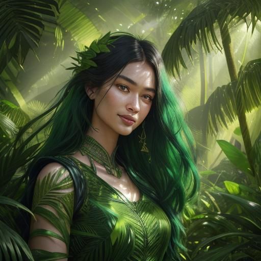 Jungle Girl Portrait in Hyperrealistic Digital Art