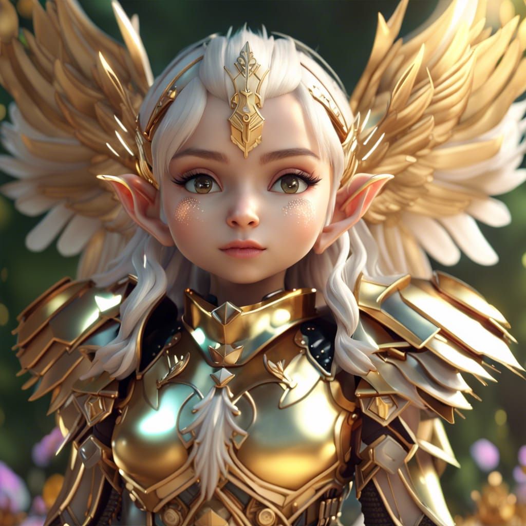 Elf Knight Portrait with Angel Wings