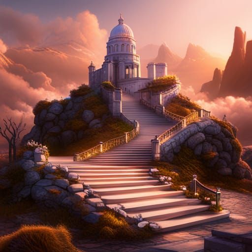 Stairway to Heaven in Retrofuturist Style