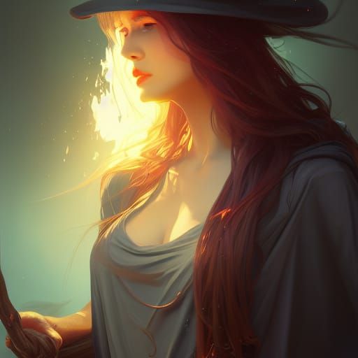 Enchanting Witch Portrait with Dynamic Lighting